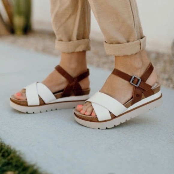 NIB Josef Seibel “Clea 10” White Kombi ladies wedge platform sandals, size EU 37 - Picture 3 of 12